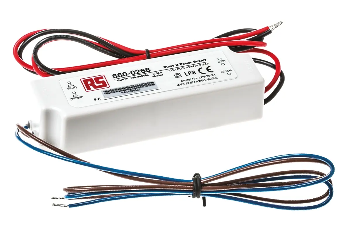 Produktfoto 1 von MEAN WELL LED-Treiber 127 → 370 V dc, 90 → 264 V ac LED-Treiber, Ausgang 24V / 840mA Konstantspannung