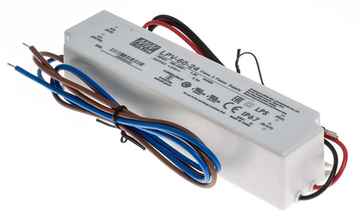 Produktfoto 1 von MEAN WELL LED-Treiber, 60 W 90 → 264 V ac LED-Treiber 2.5 A, Ausgang 24 V