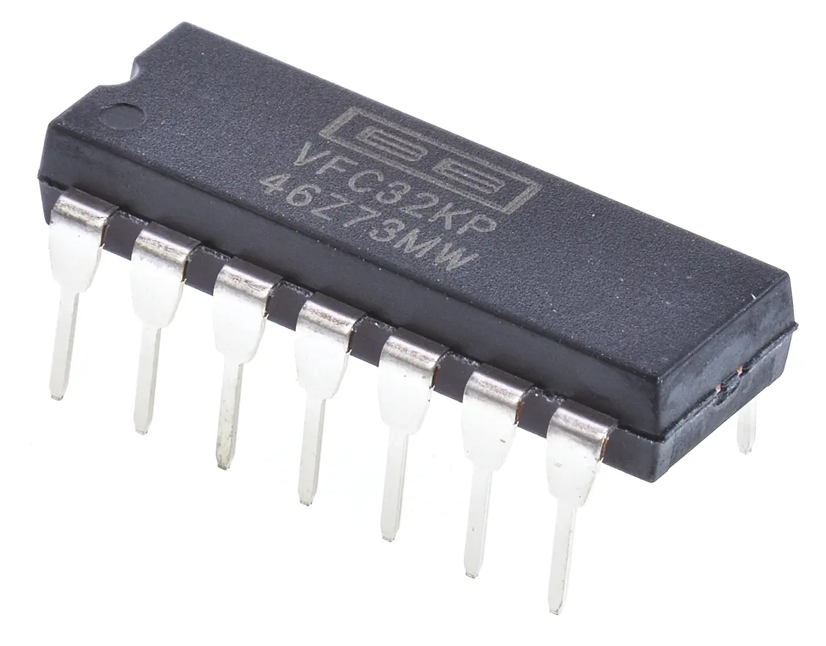 Produktfoto 1 von Texas Instruments VFC, FMKZ Spannung/Frequenz Wandler, Spannung, 100 kHz, ±0.05 %FSR, Doppelt, PDIP, 14-Pin