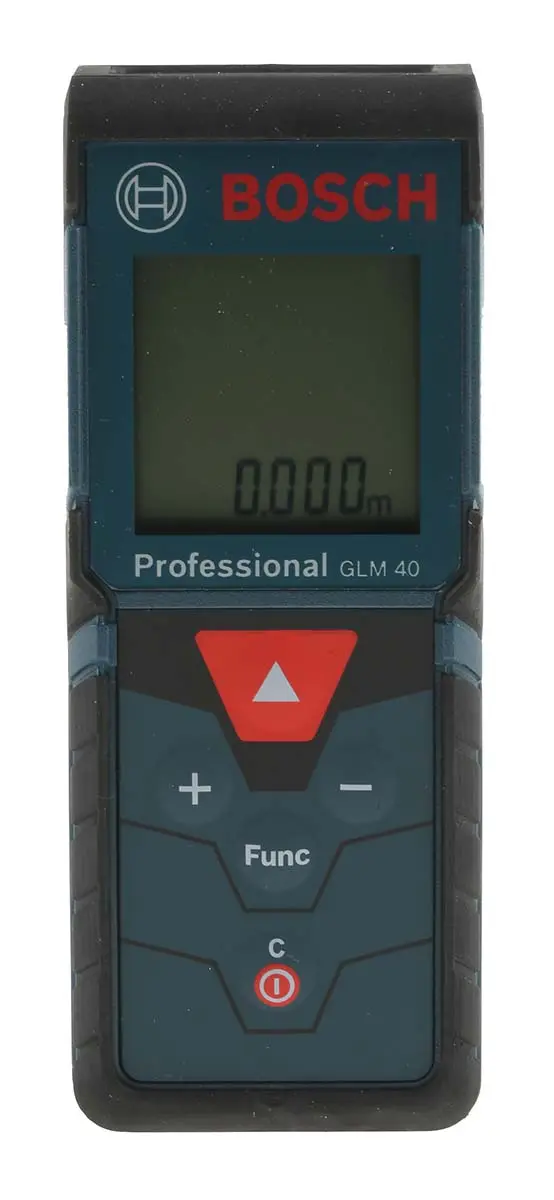 Produktfoto 1 von Bosch GLM 40 LCD Laser Entfernungsmesser, metrisch, Klasse 2, 635nm, Rot, LR03 (AAA)
