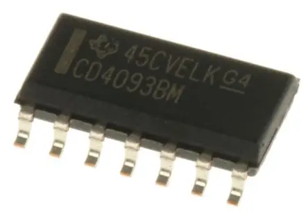 Produktfoto 1 von Texas Instruments Logikgatter, 4-Elem., NAND, 4000, 4.2 mA, 14-Pin, SOIC, 2 Schmitt-Trigger-Eingang