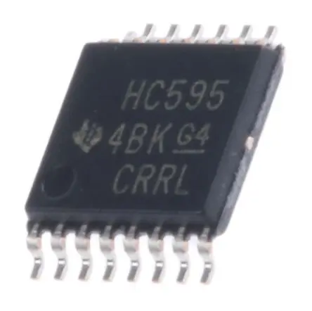 Produktfoto 1 von Texas Instruments SN74HC595 Unidirektional Schieberegister Asynchron 6V
