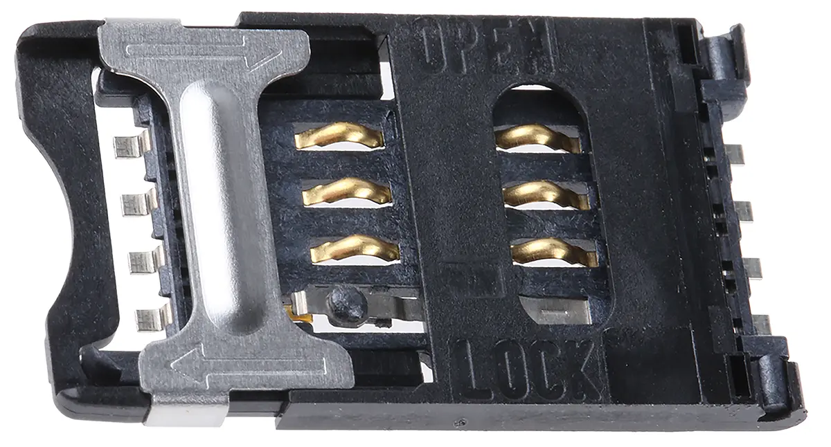 Produktfoto 1 von C & K SIM, SAM, Gerade Steckverbinder für Speicherkarten, 8-polig / 2-reihig Lot, Raster 2.54 mm, Abdeckung mit