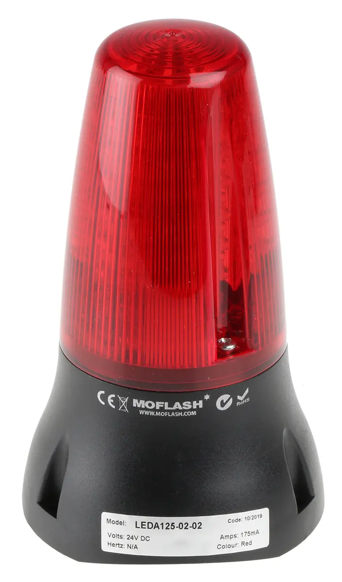 Moflash LEDA125 LED Dauer-Licht Summer-Signalleuchte Rot / 90dB, 24 Vdc