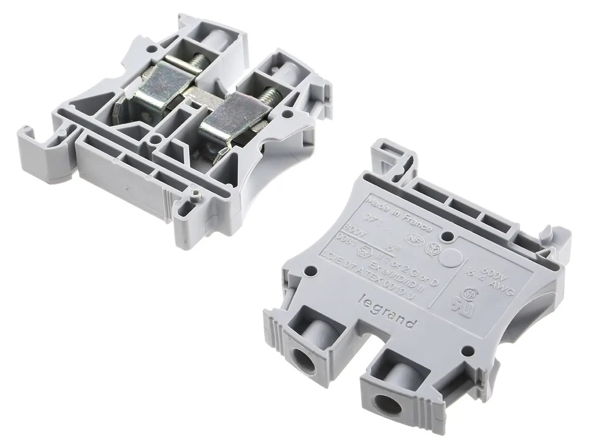 Produktfoto 1 von Legrand 371 Anschlussklemmenblock DIN-Schiene 1 Grau, 16 mm², 800 V Schraubbefestigung