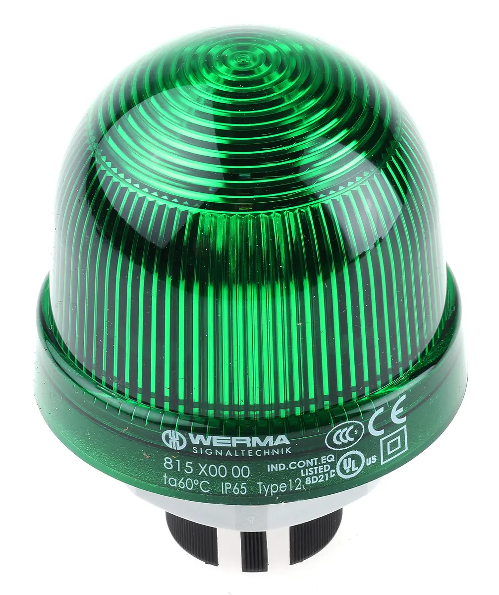 Produktfoto 1 von Werma EM 815 Glühlampe Dauer Signalleuchte Grün, 12 → 240 V ac/dc, Ø 75mm x 97mm