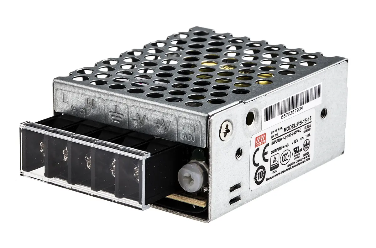 Produktfoto 1 von MEAN WELL RS-15 Schaltnetzteil 1 15V dc 15 W, Fahrgestell 370 V dc, 264V ac