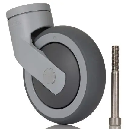Produktfoto 1 von Tente Drehbar Rolle, Rad ø 125 mm, 100 kg, Ges H. 161 mm, Rad B. 32 mm, Thermoplast-Gummi