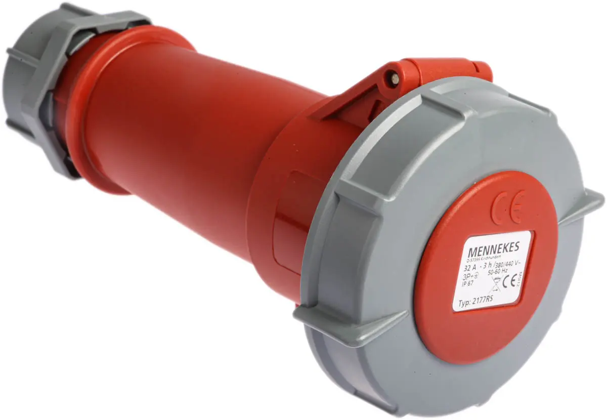 Produktfoto 1 von MENNEKES AM-TOP Leistungssteckverbinder Rot, 440V 3P+PE / 32A, Wand IP67