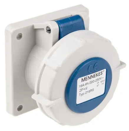Produktfoto 1 von MENNEKES Leistungssteckverbinder Blau, 230V 3P / 16A, Panel IP67