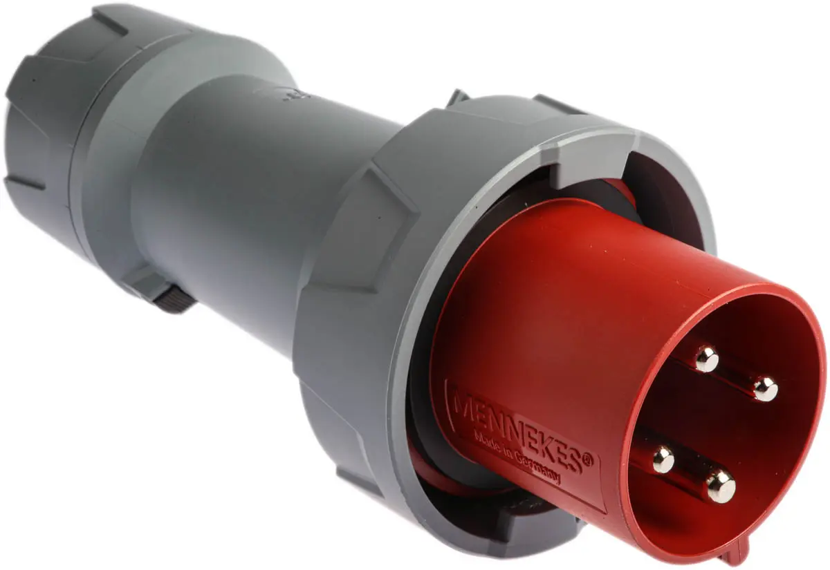 Produktfoto 1 von MENNEKES PowerTOP Plus Leistungssteckverbinder Rot 3P+PE, 400V, Kabel Gerade IP67 63A