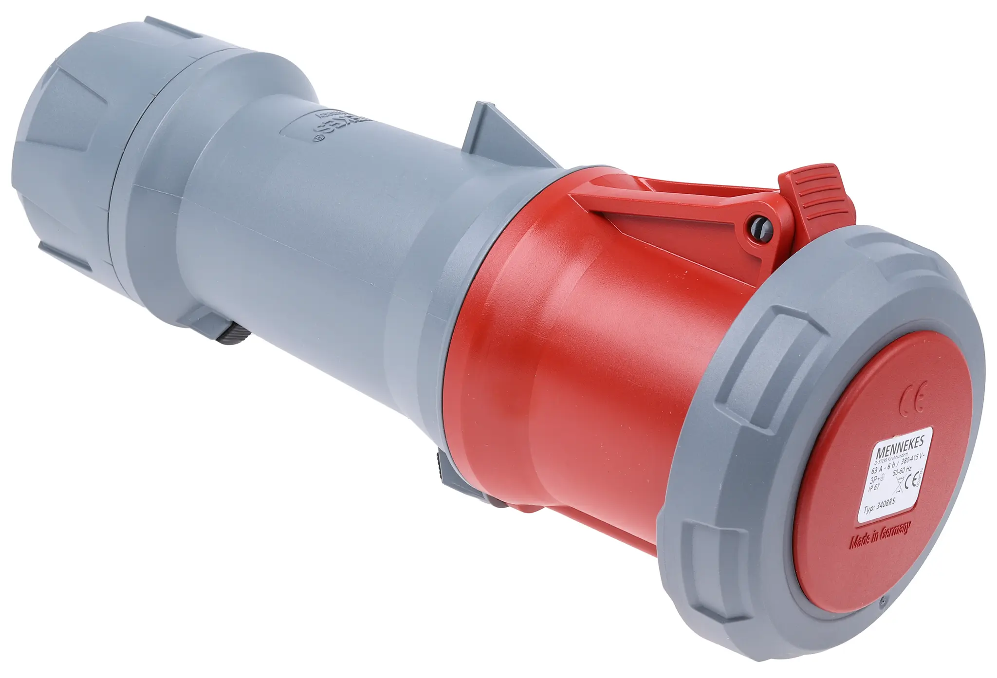 Produktfoto 1 von MENNEKES PowerTOP Plus Leistungssteckverbinder Rot, 400V / 63A, Kabel IP67