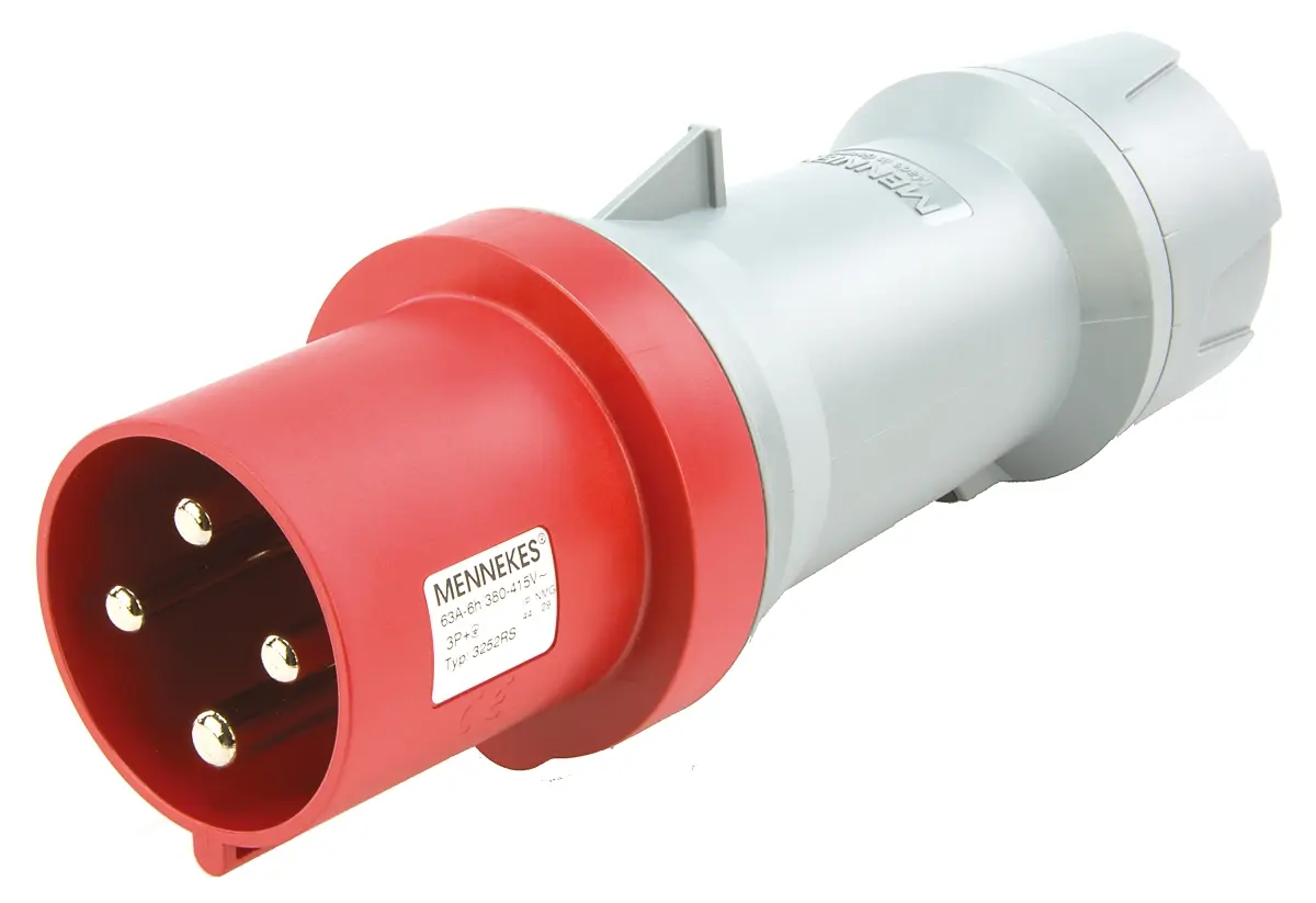 Produktfoto 1 von MENNEKES PowerTOP Leistungssteckverbinder Rot 3P+PE, 400V, Kabel Gerade IP44 63A