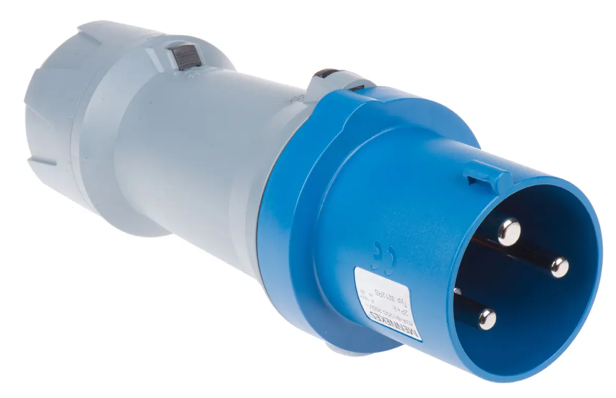 Produktfoto 1 von MENNEKES PowerTOP Leistungssteckverbinder Blau 2P+PE, 230V, Kabel Gerade IP44 63A