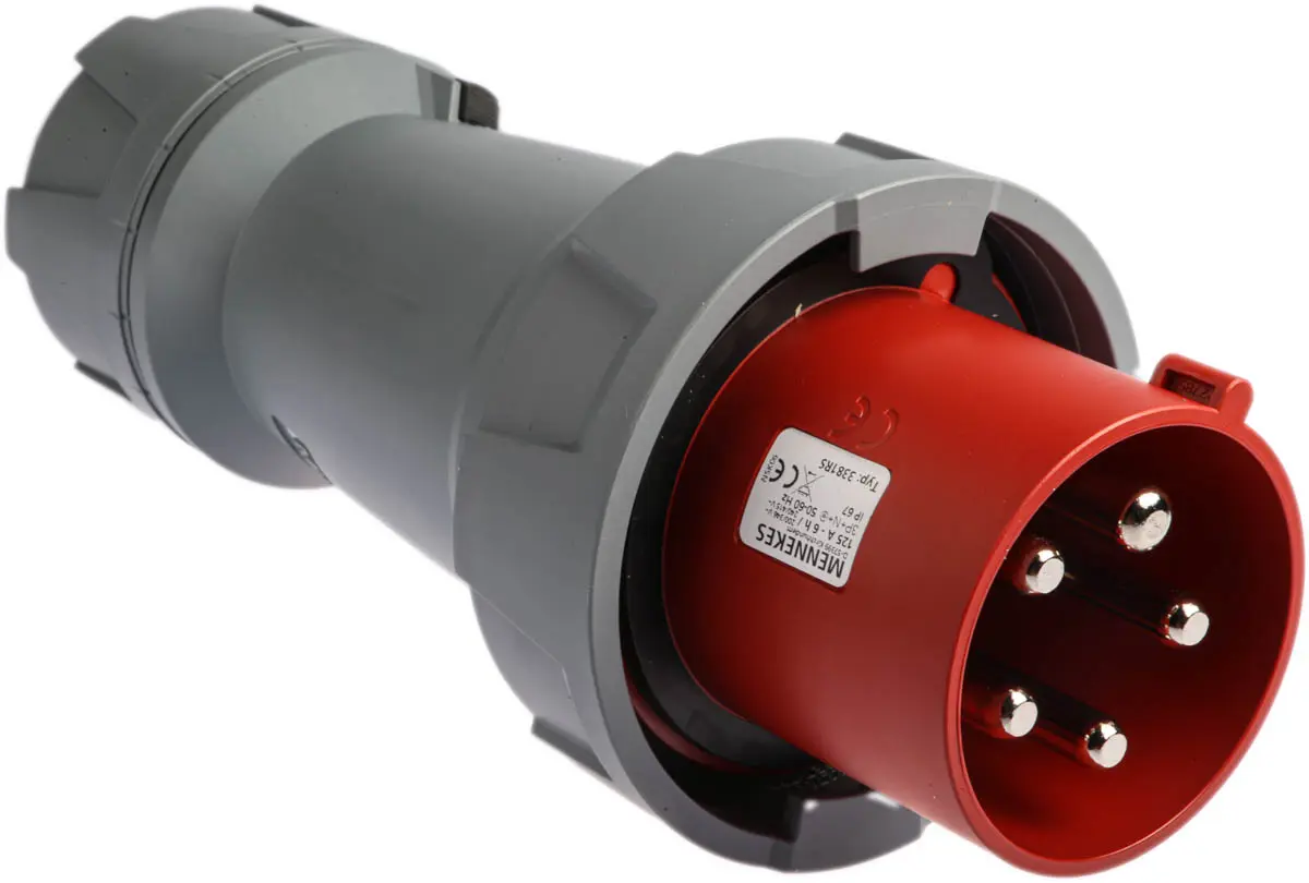 Produktfoto 1 von MENNEKES PowerTOP Plus Leistungssteckverbinder Rot 3P+N+PE, 400V, Kabel Gerade IP67 125A