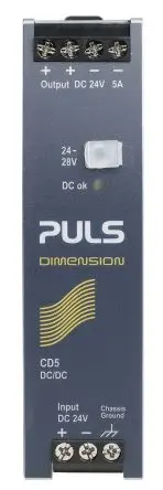 Produktfoto 1 von PULS DIMENSION-CD DC/DC Konverter, 24V dc OUT 5 A DIN-Hutschiene 32.4V dc 500 V dc 120 W 70 °C 70 °C