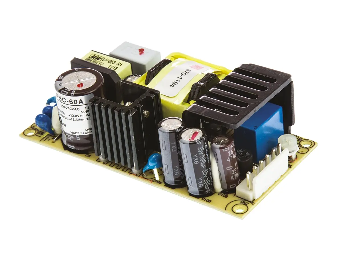 Produktfoto 1 von MEAN WELL Schaltnetzteil, 13.8V dc / 1.5A 2-Kanal 59W 127 → 370 V dc, 90 → 264 V ac Offene Bauform,
