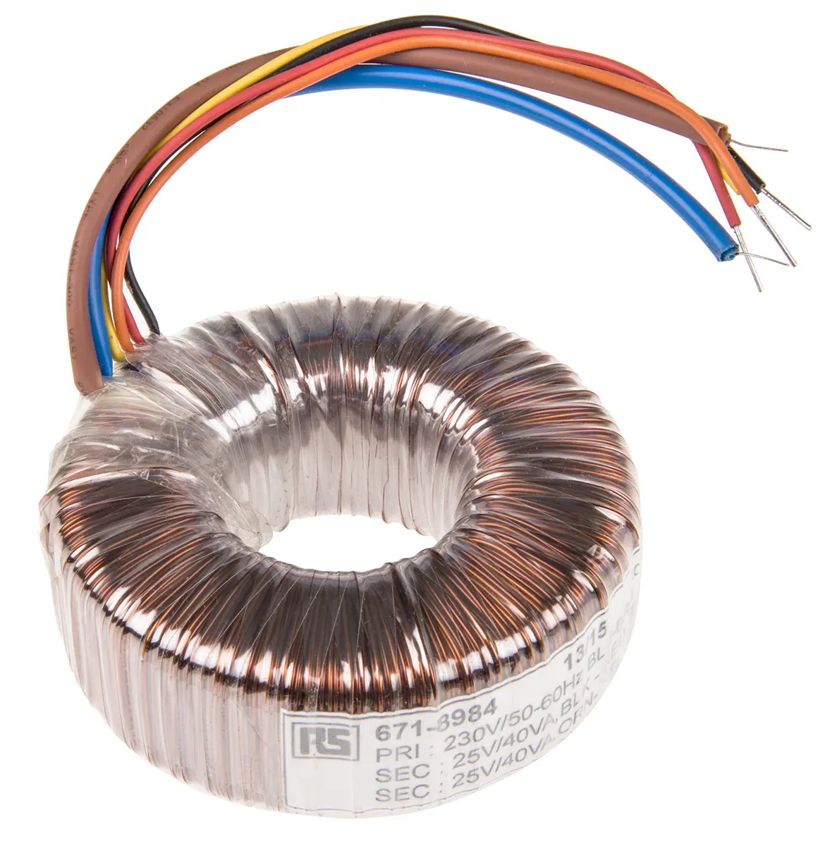 RS PRO Ringkerntransformator, Primär 230 V ac / Sekundär 2 x 25 V ac 2  Ausg. 80 VA, 1.6 A 1.04 kg 60 Hz 50 Hz