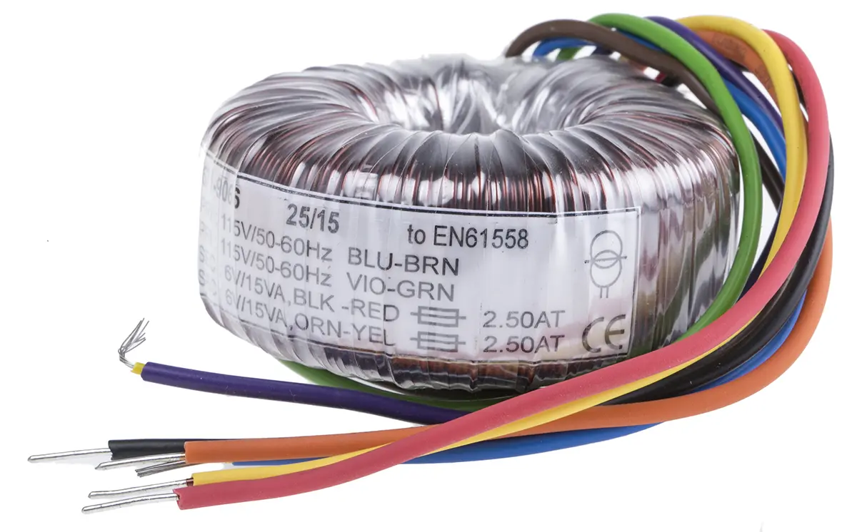 Produktfoto 1 von RS PRO Ringkerntransformator, Primär 2 x 115 V / Sekundär 2 x 15 V 2  Ausg. 30 VA, 1 A 0.503 kg 60 Hz 50 Hz
