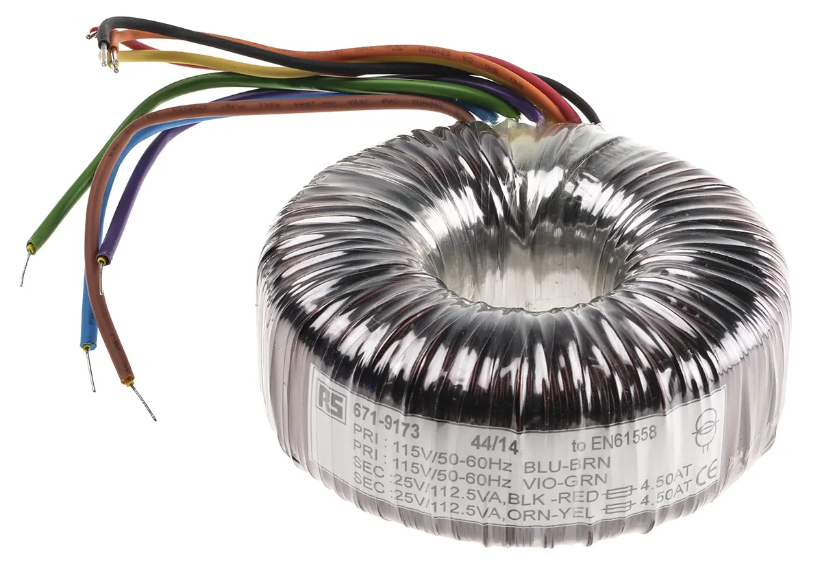 Produktfoto 1 von RS PRO Ringkerntransformator, Primär 230 V ac / Sekundär 2 x 25 V ac 2  Ausg. 225 VA, 4.5 A 2.3 kg 60 Hz 50 Hz