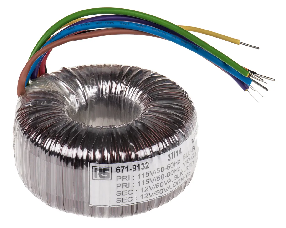 Produktfoto 1 von RS PRO Ringkerntransformator, Primär 230 V ac / Sekundär 2 x 12 V ac 2  Ausg. 120 VA, 5 A 1.4 kg 60 Hz 50 Hz