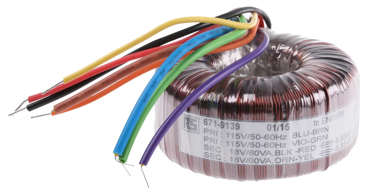 Produktfoto 1 von RS PRO Ringkerntransformator, Primär 230 V ac / Sekundär 2 x 18 V ac 2  Ausg. 120 VA, 3.333 A 1.4 kg 60 Hz 50 Hz