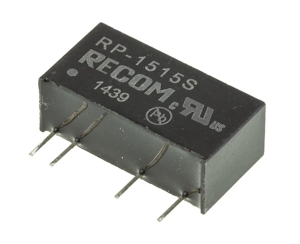 Recom RP DC/DC Konverter, 15V dc OUT 66 mA Durchsteckmontage 15V dc 2.6 kV ac 1 W -40 °C 85 °C
