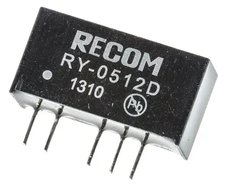 Recom RY DC/DC Konverter, 12V dc OUT 42 mA Durchsteckmontage 5V dc 1 kV dc 1 W -40 °C 70 °C