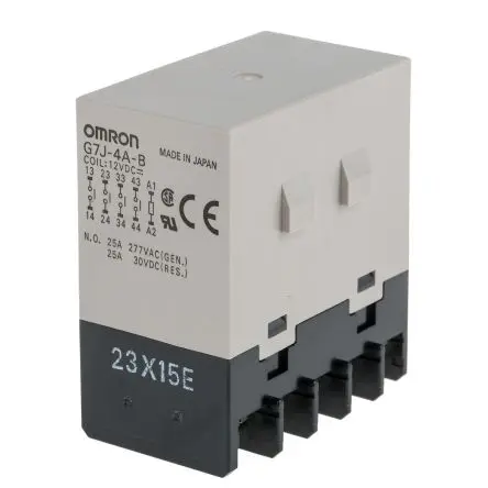 Produktfoto 1 von Omron G7J Leistungsrelais 12V dc Spule 4-poliger Schließer Panel 25A 72 Ω 2 W