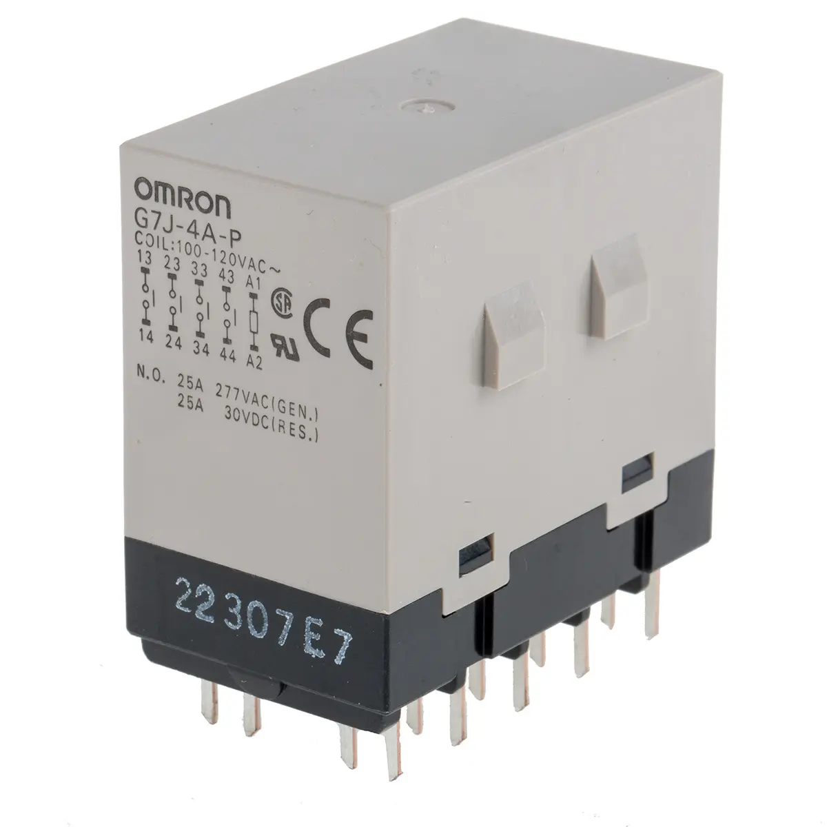 Produktfoto 1 von Omron G7J 120V ac Spule 4-poliger Schließer Printrelais 25A Monostabiles Relais