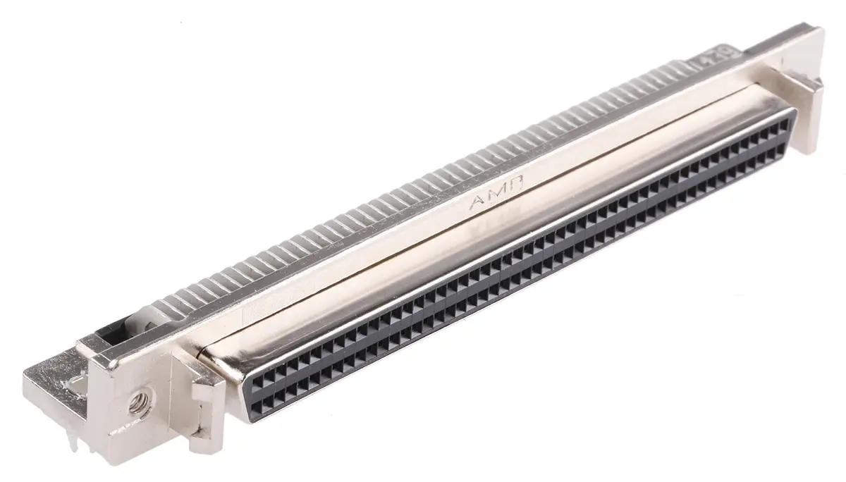 TE Connectivity AMPLIMITE .050 III D-Sub-Steckverbinder gewinkelt, 100-polig 2.54 mm Raster, Durchsteckmontage Buchse,