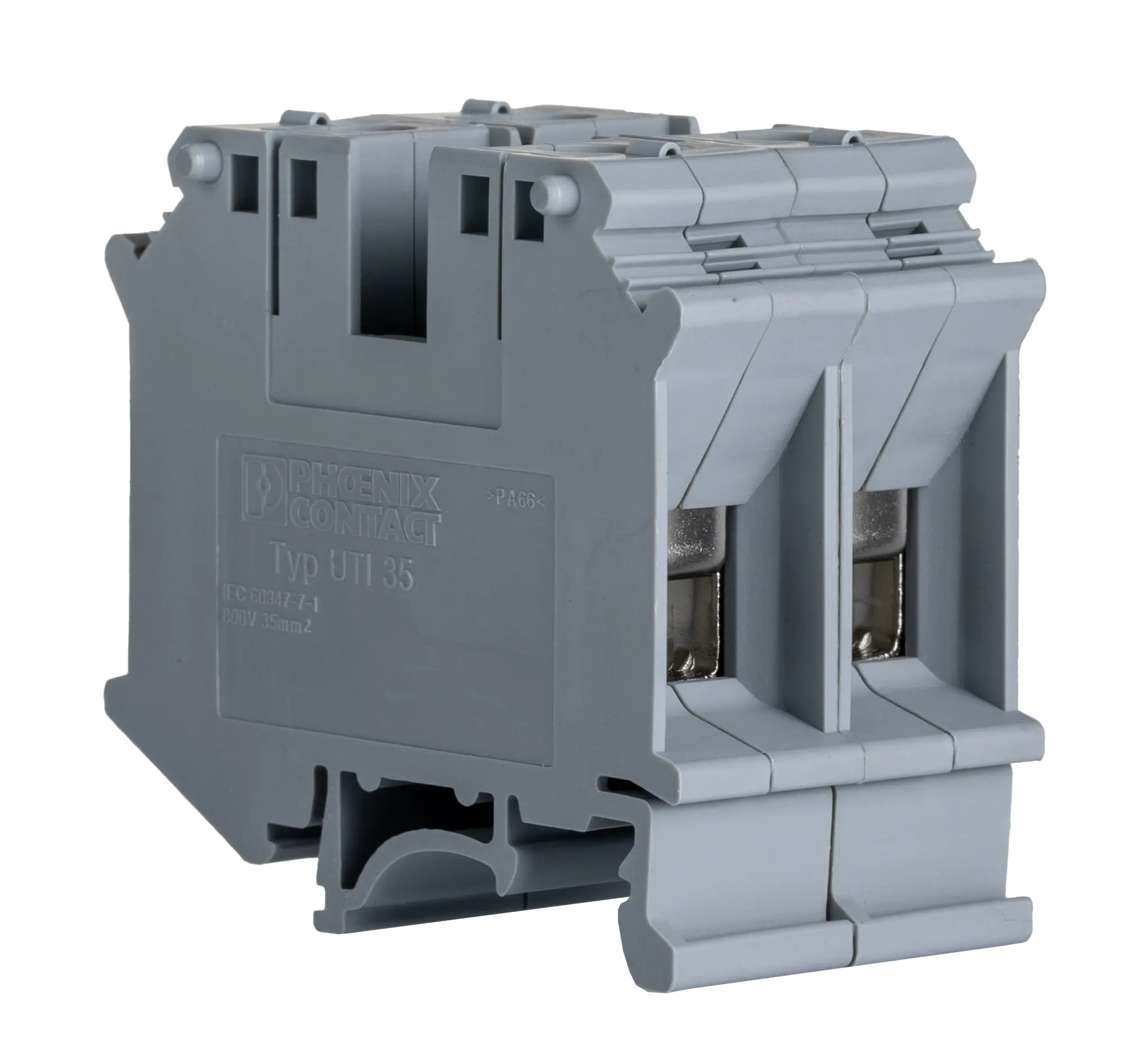 Produktfoto 1 von Phoenix Contact UTI 35 Anschlussklemmenblock DIN-Schiene 1 Grau, 0.75 to 35 mm², 800 V Schraubbefestigung