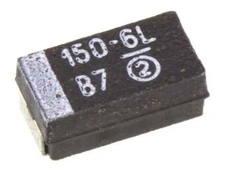 Produktfoto 1 von Vishay 293D Tantal-Elektrolytkondensator, MnO2, 150 μF, 6.3V dc, Oberfläche, -10 %, Gehäuse 6032-28, 125 °C
