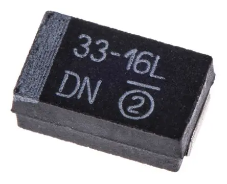 Produktfoto 1 von Vishay 293D Tantal-Elektrolytkondensator, MnO2, 33 μF, 16V dc, Oberfläche, -10 %, Gehäuse 7343-31, 125 °C
