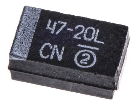 Produktfoto 1 von Vishay 293D Tantal-Elektrolytkondensator, MnO2, 47 μF, 20V dc, Oberfläche, -10 %, Gehäuse 7343-31, 125 °C