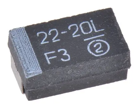 Produktfoto 1 von Vishay 593D Tantal-Elektrolytkondensator, MnO2, 22 μF, 20V dc, Oberfläche, -10 %, Gehäuse 7343-31, 125 °C
