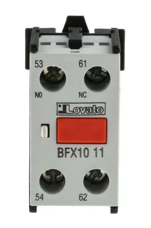 Produktfoto 1 von Lovato BFX Hilfskontaktblock 2-polig Einrastbefestigung, 1 Schließer/1 Öffner mit Schraube Anschluss 10 A, 690V