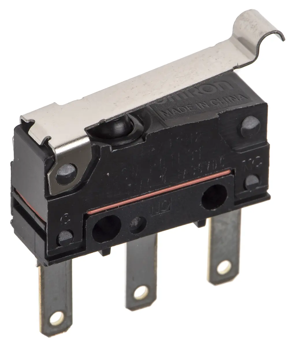 Produktfoto 1 von Omron Mikroschalter Rollenhebel simuliert-Betätiger Stecker, 1-poliger Umschalter, 250 V ac, 30 V dc, 100mA IP67 0.6N