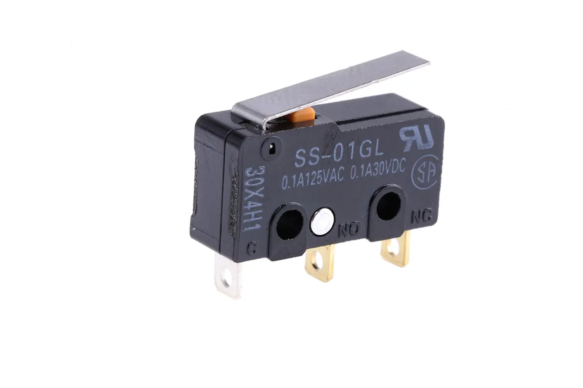 Produktfoto 1 von Omron Mikroschalter Scharnierhebel-Betätiger Lot, 1-poliger Umschalter, 30 V dc, 100mA IP40 0.49N -25 °C - 85 °C