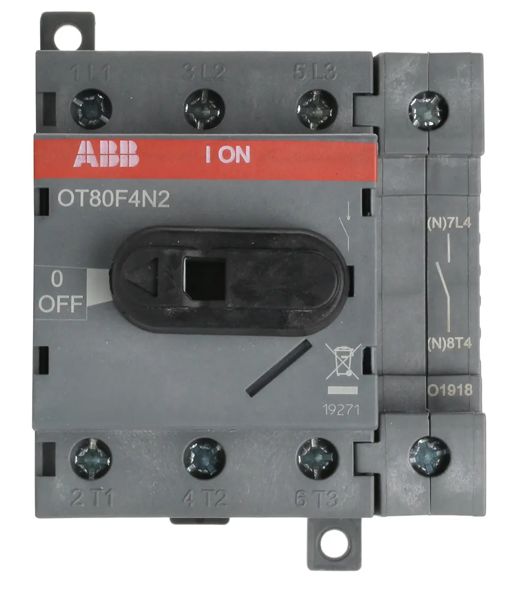 Produktfoto 1 von ABB OT Trennschalter 4-polig Basis 80A 560 kW Schwarz IP20 3-phasig