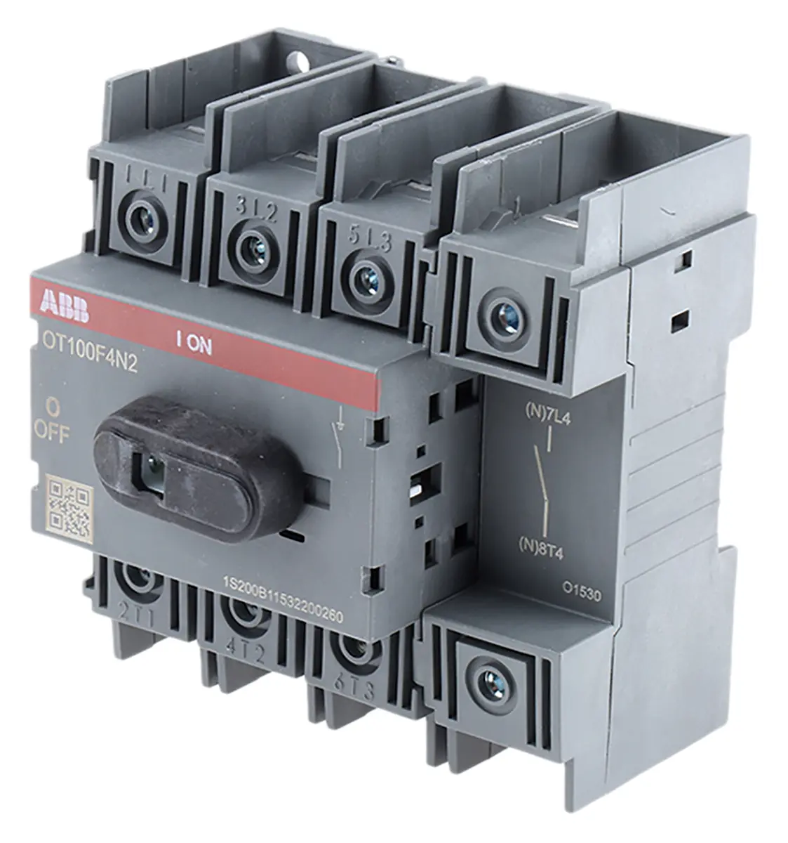 Produktfoto 1 von ABB OT Trennschalter 4-polig Basis 100A 560 kW Grau IP20 3-phasig