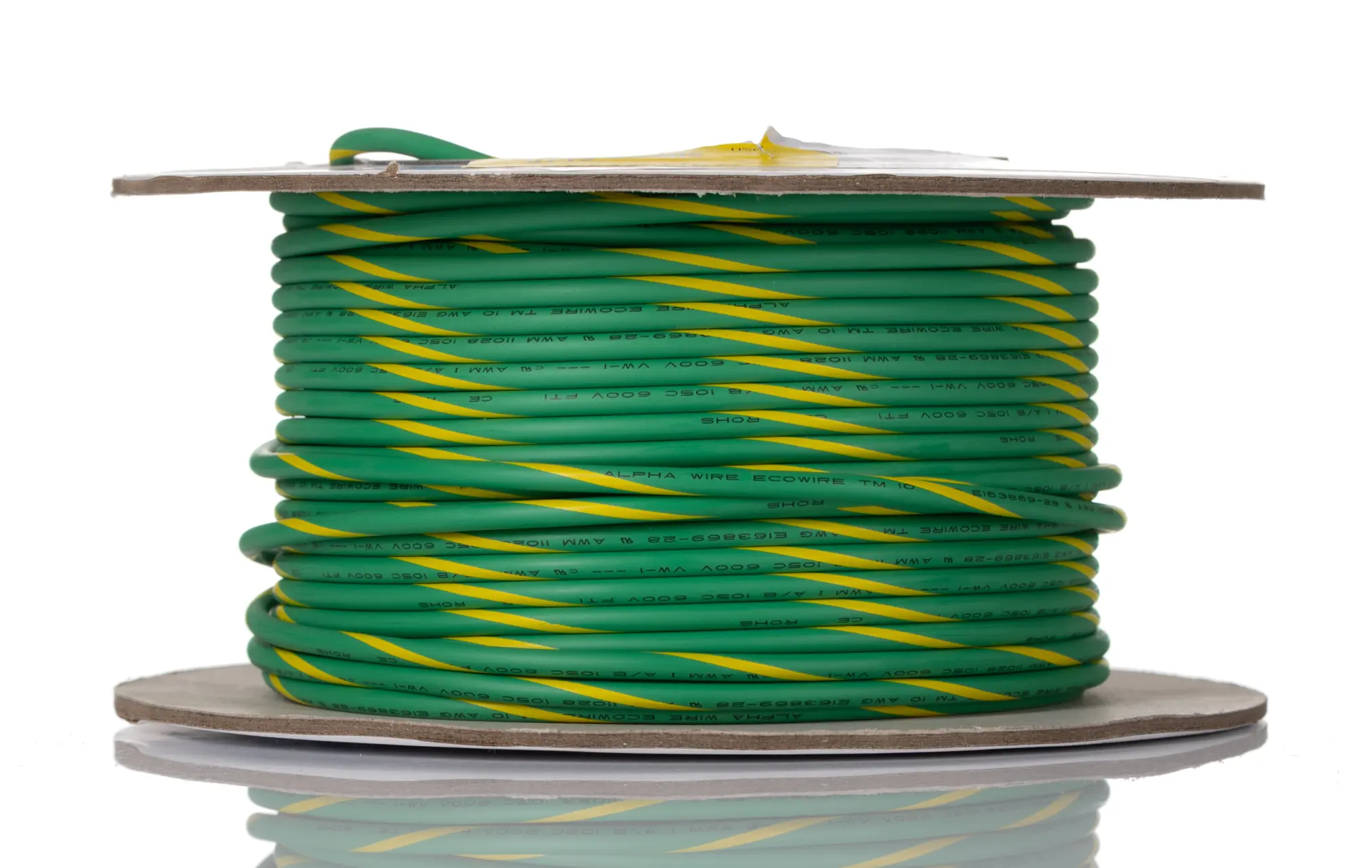 Produktfoto 1 von Alpha Wire Ecogen Ecowire Schaltdraht 5.2 mm², 10 AWG 30 m Grün, Gelb Ø 3.66 mm 105 Litzen Modifizierter
