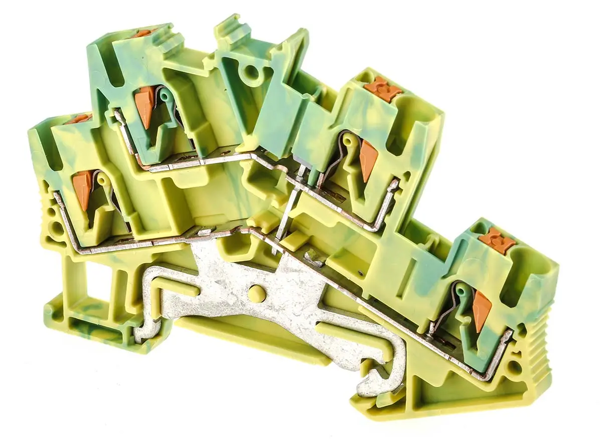 Produktfoto 1 von Phoenix Contact PTTBS 2.5-PE Doppelstock Reihenklemmen Zweifach Grün/Gelb, 0.14 → 4mm², 800 V / 24A, Einstecken