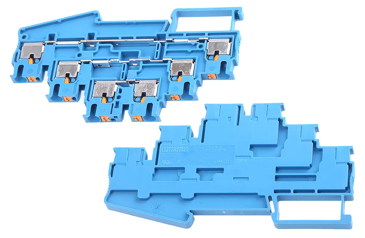 Produktfoto 1 von Phoenix Contact PT 2.5-3L BU Mehrstufiger Anschlussklemmenblock 3 Blau, 0.14 to 4 mm², 500 V Einsteck-Anschluss ATEX