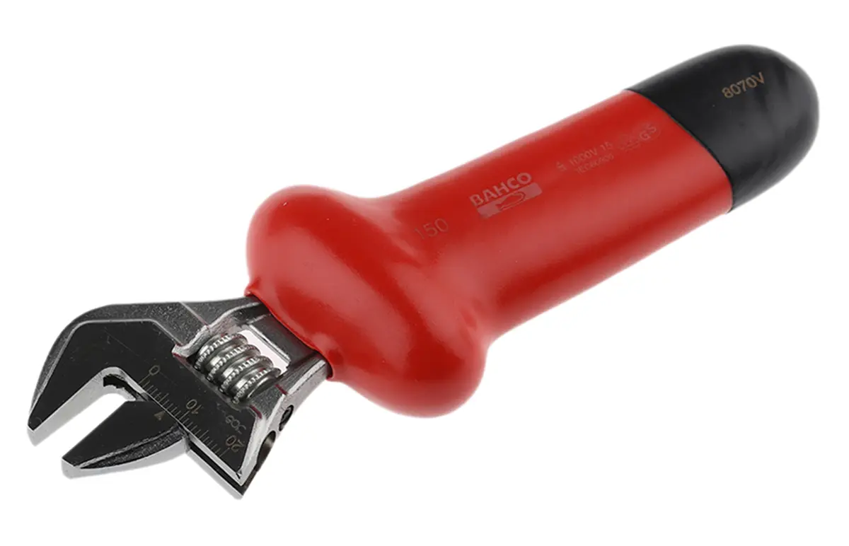 Produktfoto 1 von Bahco VDE 1000V zugelassen Schraubenschlüssel Rollgabelschlüssel Nicht parkend, Isoliert Griff, Backenweite 20 mm, /
