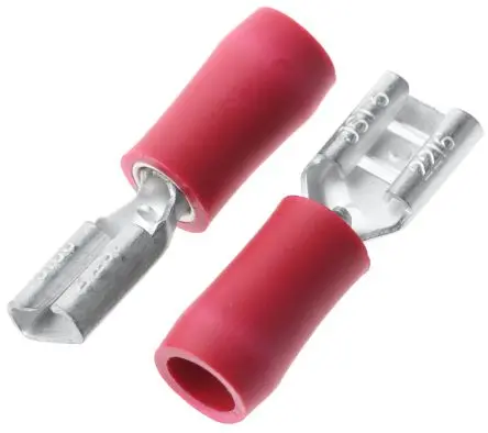 JST FVDDF Flachsteckhülse, Rot, Isoliert, 4.75 x 0.5 mm, Buchse, 22 AWG min, 16 AWG