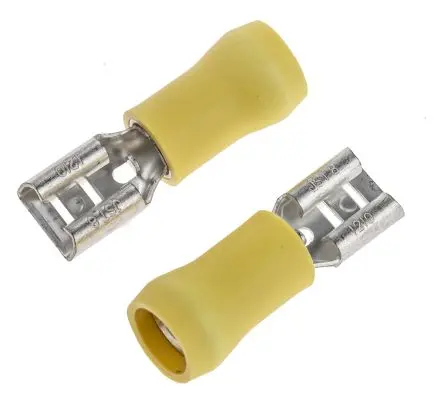Produktfoto 1 von JST FVDDF Flachsteckhülse, Gelb, Isoliert, 6.35 x 0.8 mm, Buchse, 12 AWG min, 10 AWG