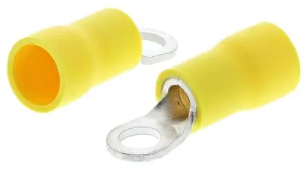 Produktfoto 1 von JST FV Ringkabelschuh, Isoliert 12 AWG, Vinyl, Gelb, 10 AWG max.AWG, aussen ø 7.2 mm, innen ø 4.3 mm, M4