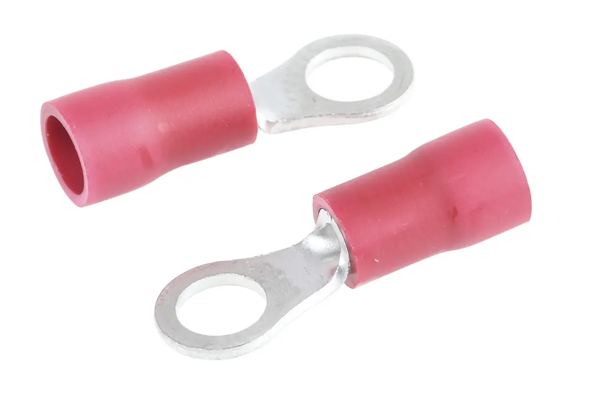 Produktfoto 1 von JST FV Ringkabelschuh, Isoliert 22 AWG, Vinyl, Rot, 16 AWG max.AWG, aussen ø 6.6 mm, innen ø 4.3 mm, M4