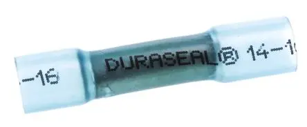 Produktfoto 1 von TE Connectivity DuraSeal Spleißverbinder, Scharnier, Blau Isoliert, Ø 4.6 mm Zinn, Ges.L 31.5mm, 10 AWG max.